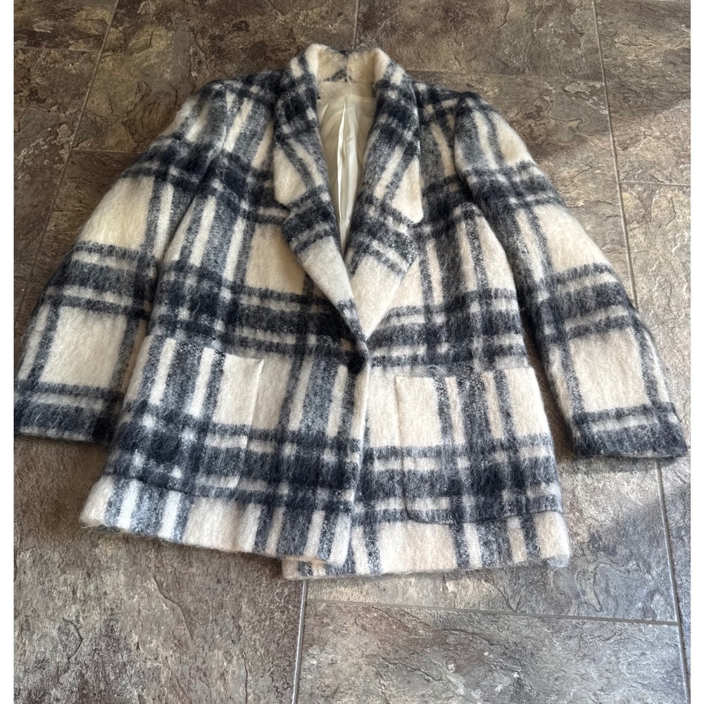 Vintage Emily Wetherly Plaid Mohair Wool Blend Blazer Jacket Made in USA‎ EUC